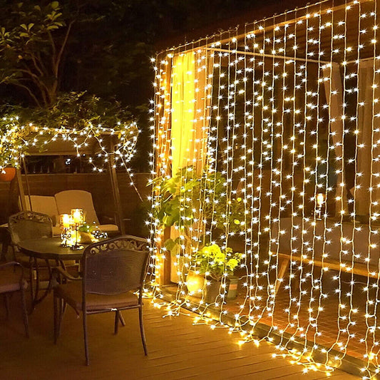 LED Curtain Light Fairy String Lights Outdoor Wedding Party Romantic