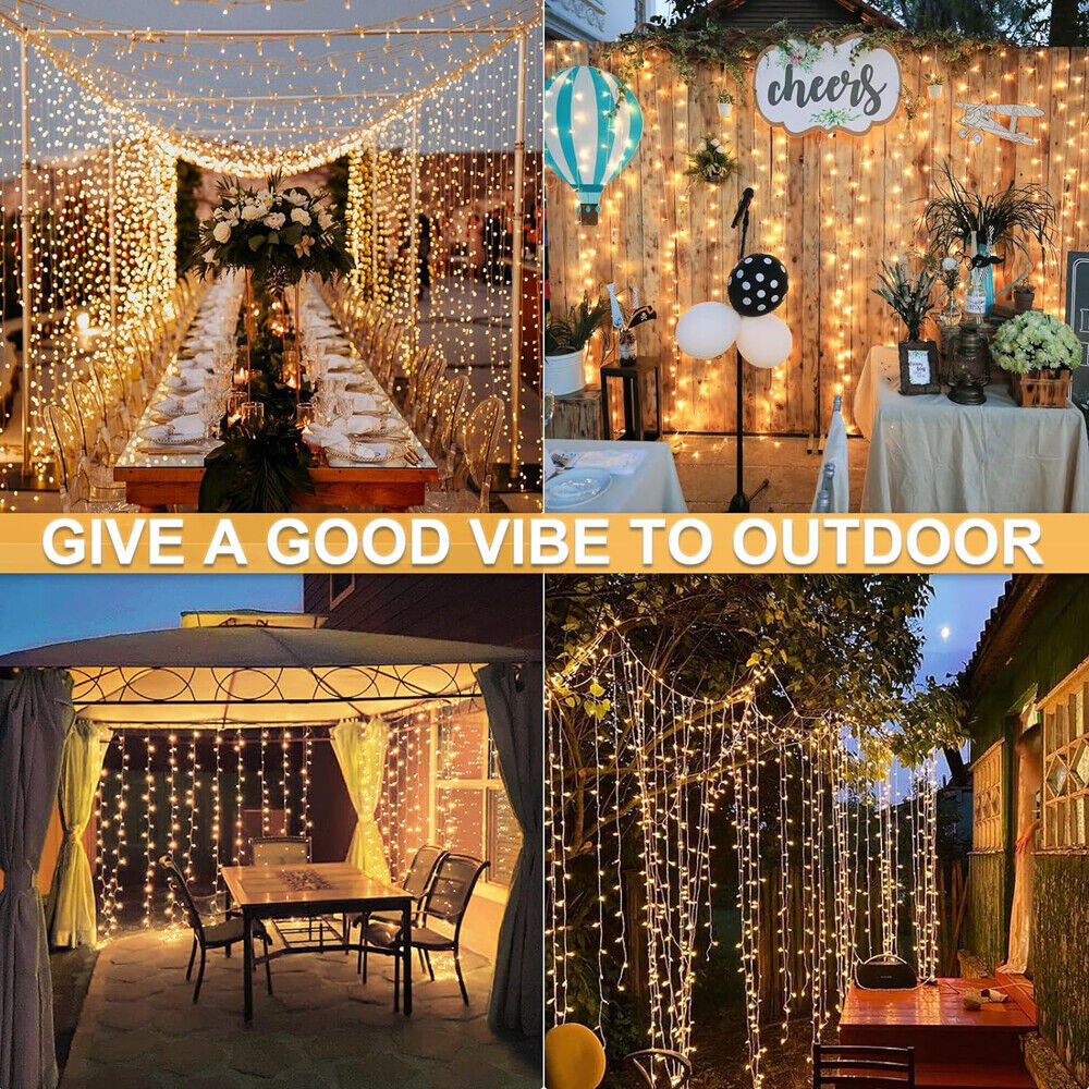 LED Curtain Light Fairy String Lights Outdoor Wedding Party Romantic