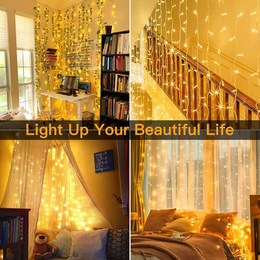 LED Curtain Light Fairy String Lights Outdoor Wedding Party Romantic