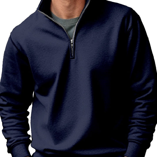 Casual Zipper Stand-up Collar Thick Fleece-lined Solid Color Men's Sweater