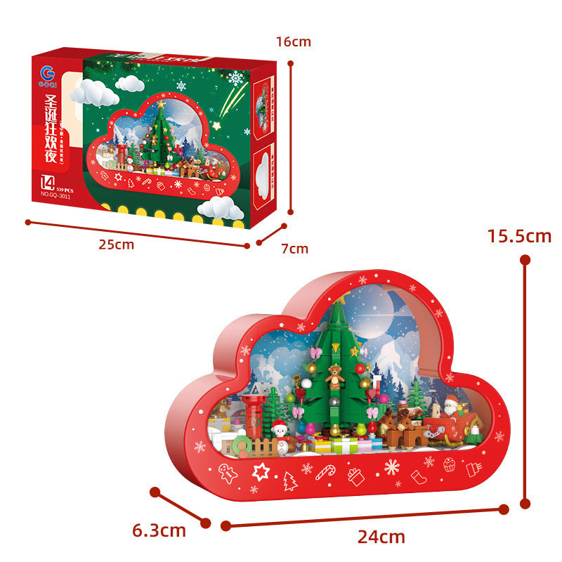 Christma New Style Assembled Building Block Toys Cloud Night Lamp Decorative Mirrors Frame LED Table Lights Creative Desk Bedroom Handmade Birthday Gifts