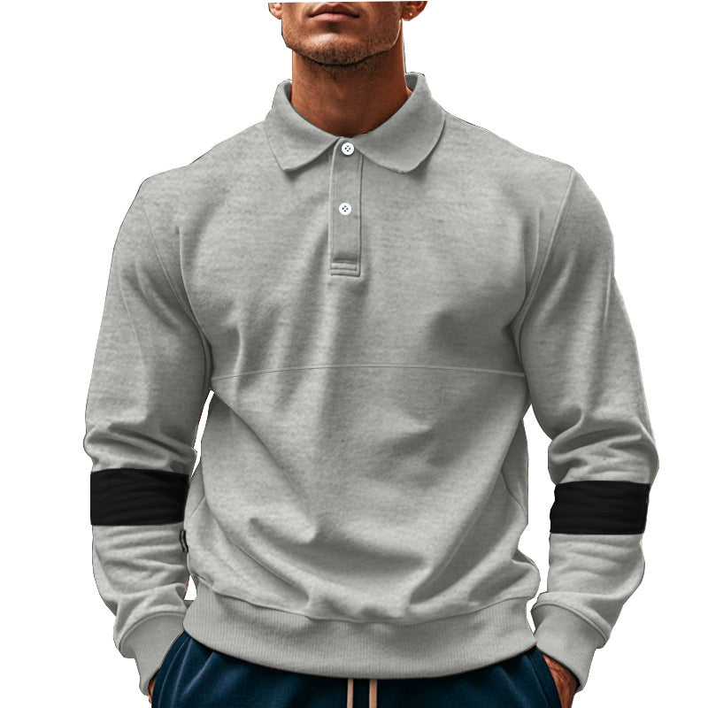 Fashion Long-sleeved Lapel Polo Shirt With Button Men's Loose Casual Sports Top Fall Spring Clothing